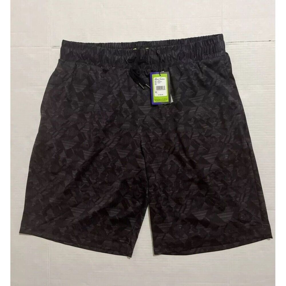 Robert Graham Abstract Shorts Men XXL Black Gray Sweat Athleisure Hiker Golfer